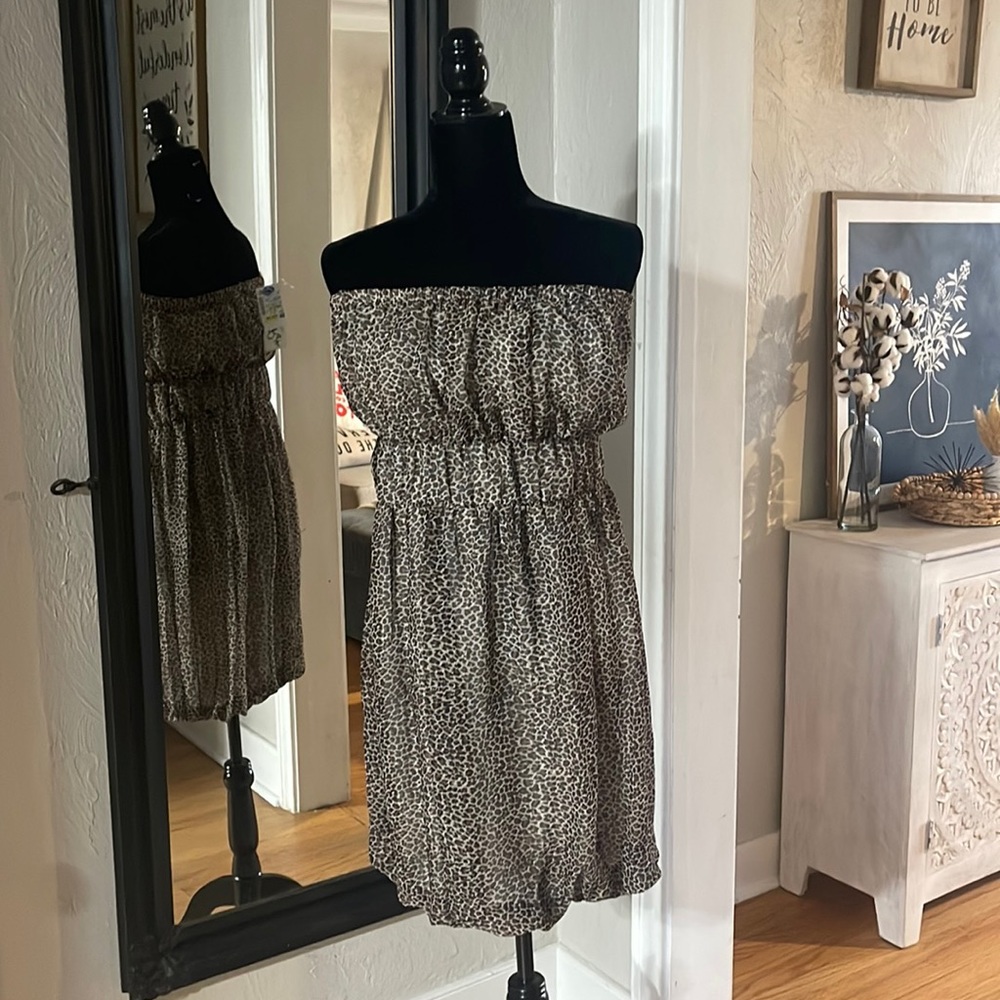 Tube top leopard dress thin / with liner